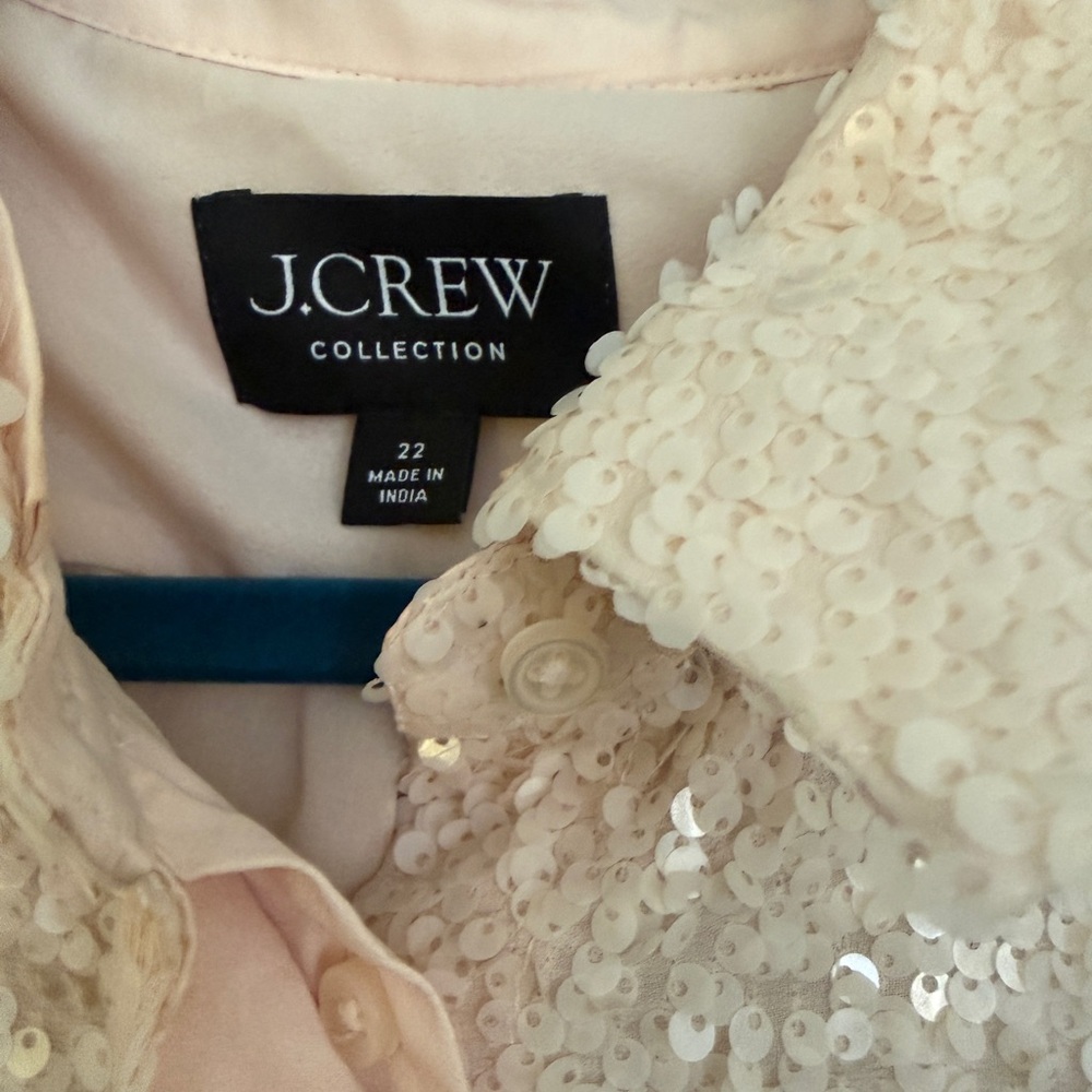 J.Crew Collection Sequin Button Down In Cream - image 2